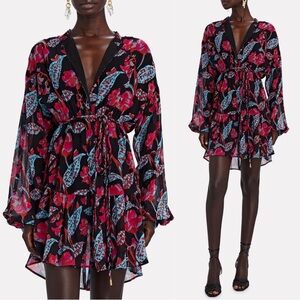 A.L.C. Jen Silk Mini Dress in Black Floral Size 4